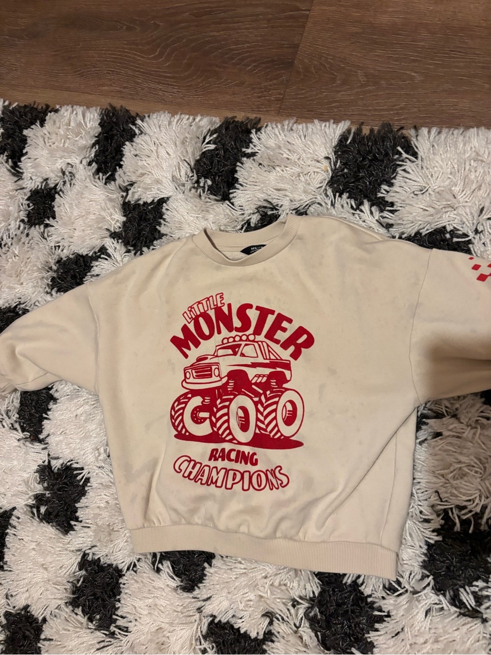 NEXT Cream Sweatshirt with 'Little Monster' Racing Graphic *read description